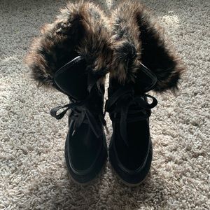 Fur wedge heels adorable and comfortable shoes!